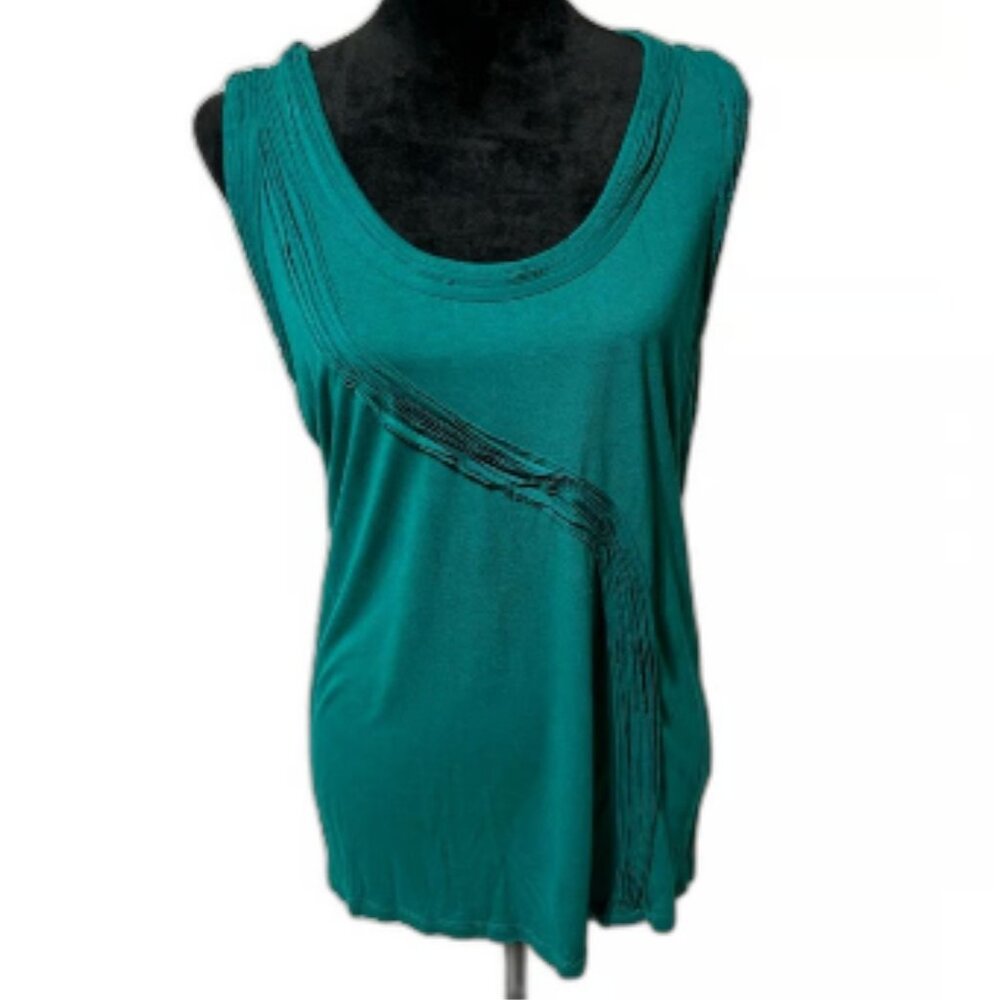 Isabella Rodriguez Scoop Neck Sleeveless Tank Blouse, Size Medium, Teal